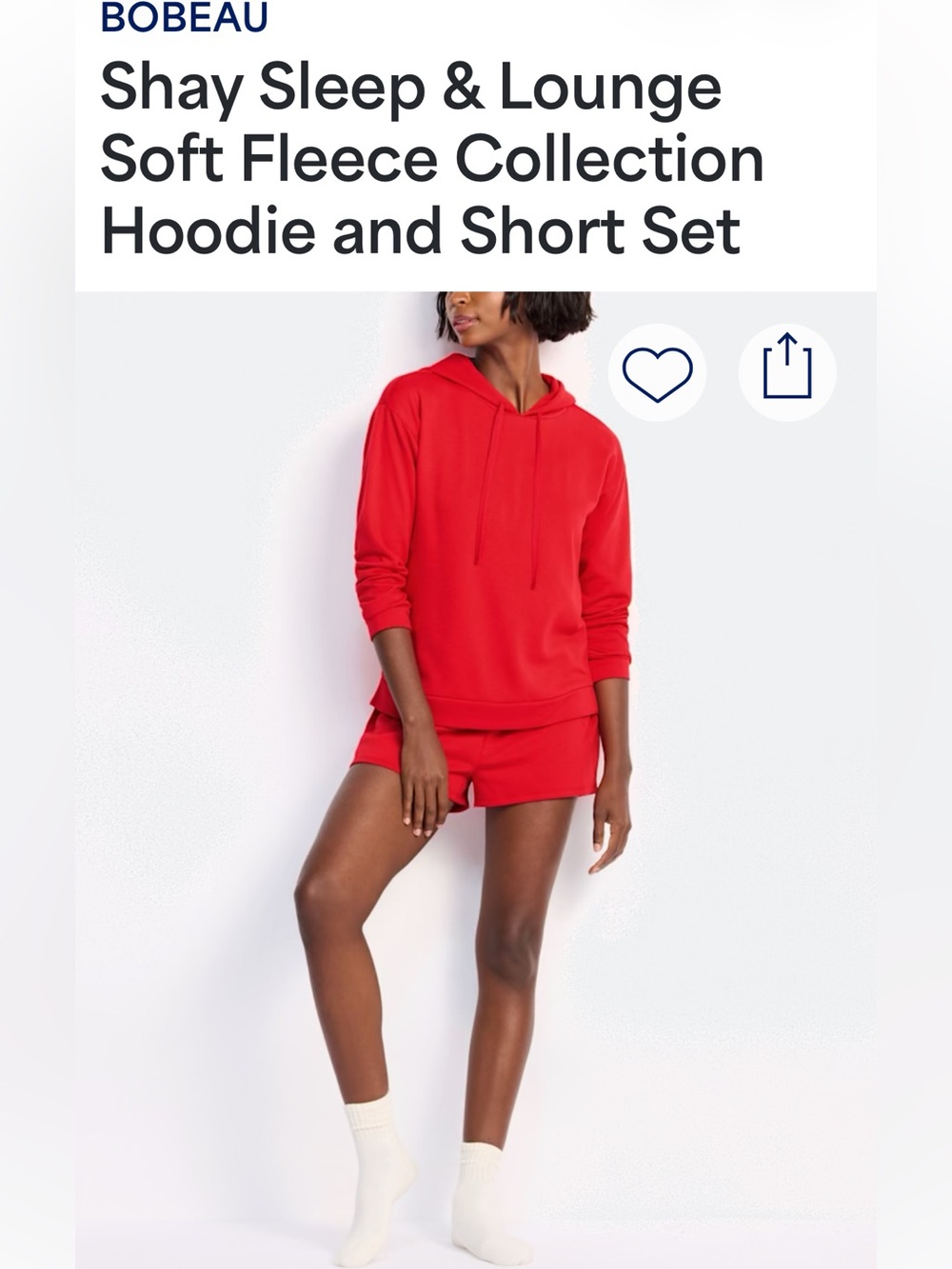 bobeau Bright Red Cozy Pullover Hoodie